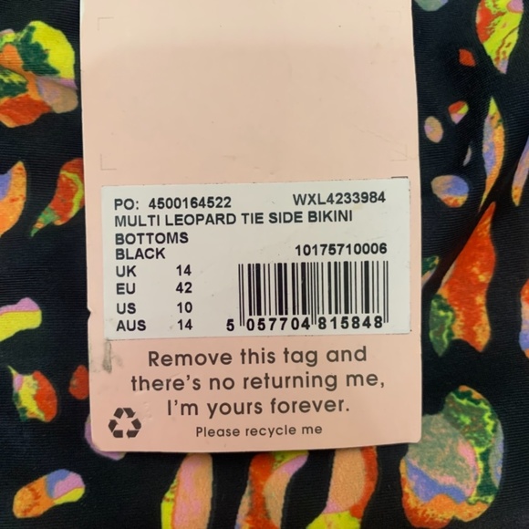 Missguided NWT Multi Leopard Tie Side Bikini Bottoms in Black Size 10 - Picture 4 of 7